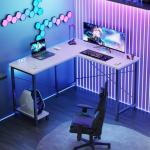 DUMOS L Shaped Desk, Computer Gaming Desks Corner Office Table with CPU Shelf for Home Study Writing Work Station 50 Inch, White