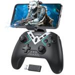 Dual Hall Effect PC Controller-Enhanced Wireless Bluetooth Controller with Hall Joysticks & Triggers & Joystick Speed Down for PC Windows/iPhone/Android/Switch/Steam/TV (With USB Dongle & Phone Clip)