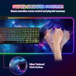 ToLuLu RGB Mouse Pad Gaming, Large LED Mouse Pad with 14 Lights Modes, 35.4 x 15.7 inches XXL Desk Mat for Keyboard and Mouse, Extended Desk Pad Mat PC Gaming Mousepad Accessories（Blue Purple Galaxy