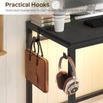 YATINEY Computer Desk with LED Lights, Gaming Desk with Storage Bag and Breathable Mesh Desktop, Home Office Desk with Headphone Hook, for Home Office, Gaming Room, Black and Gray DN07DBB