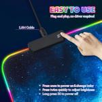 ToLuLu RGB Mouse Pad Gaming, Large LED Mouse Pad with 14 Lights Modes, 35.4 x 15.7 inches XXL Desk Mat for Keyboard and Mouse, Extended Desk Pad Mat PC Gaming Mousepad Accessories（Blue Purple Galaxy