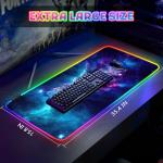 ToLuLu RGB Mouse Pad Gaming, Large LED Mouse Pad with 14 Lights Modes, 35.4 x 15.7 inches XXL Desk Mat for Keyboard and Mouse, Extended Desk Pad Mat PC Gaming Mousepad Accessories（Blue Purple Galaxy