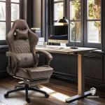 Dowinx Big & Tall Vintage Gaming Chair for Adults, 400 lb Capacity Heavy Duty Ergonomic Computer Chair with Massage Lumbar, Footrest & Easy Side Recline, Brown