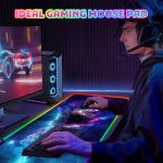 ToLuLu RGB Mouse Pad Gaming, Large LED Mouse Pad with 14 Lights Modes, 35.4 x 15.7 inches XXL Desk Mat for Keyboard and Mouse, Extended Desk Pad Mat PC Gaming Mousepad Accessories（Blue Purple Galaxy