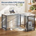 DUMOS L Shaped Desk, Computer Gaming Desks Corner Office Table with CPU Shelf for Home Study Writing Work Station 50 Inch, White