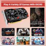 AISURIX RX 590 Graphics Card, Real 8GB, GDDR5, 256 Bit, RX 580 2304SP Pc Gaming Video Card, 2XDP, HDMI, PCI Express 3.0 with Freeze Fans Graphics Card for Gaming pc