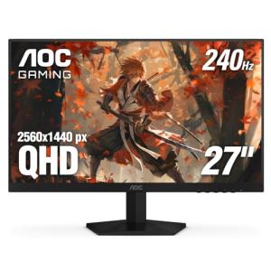 AOC Gaming Q27G41ZE 27 inch QHD IPS Gaming Monitor 2560x1440, 240Hz, Overclock 260Hz, 0.3ms MPRT, 3-Sided Frameless, 1 x HDMI 2.0, 1 x Display Port, G-Sync Compatible, HDR, 3-Year Zero-Bright-Dot