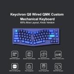 Keychron Q8 Wired Custom Mechanical Keyboard with Knob, 65% Alice Layout QMK/VIA Programmable, Hot-swappable Gateron G Pro Blue Switch, Double Gasket Compatible with Mac/Windows/Linux (Blue)