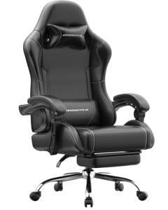 Dowinx Ergonomic Gaming Chair with Footrest & Massage Lumbar, 2D-Linkage Armrests for Computer Chair 330lbs with Headrest Pillow for Office, Home, Streaming and Long Gaming Sessions, Black