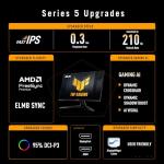 ASUS TUF Gaming 27” 1440P Monitor (VG27AQL5A) – QHD (2560 x 1440), 210Hz, 0.3ms, Fast IPS, Extreme Low Motion Blur Sync, Speakers, DisplayWidget Center, Gaming AI, Height Adjustment, 3 yr Warranty