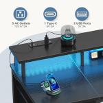 DUMOS Computer Desk with 4 Drawers,4 Drawer Gaming Desk with with Power Outlets and LED Lights,Office Desk for Small Spaces with Monitor Shelf,Writing Desk for Home Office, Bedroom,Study 39 Inch Black