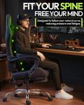Dowinx Ergonomic Gaming Chair with Footrest & Massage Lumbar, 2D-Linkage Armrests for Computer Chair 330lbs with Headrest Pillow for Office, Home, Streaming and Long Gaming Sessions, Black