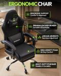 Dowinx Ergonomic Gaming Chair with Footrest & Massage Lumbar, 2D-Linkage Armrests for Computer Chair 330lbs with Headrest Pillow for Office, Home, Streaming and Long Gaming Sessions, Black