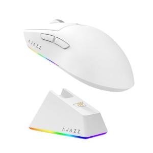 MechLands AJAZZ AJ139 V2 MC Gaming Mouse with Charging Base, Adjustable 12,000 DPI, PAW3311 Sensor, 3 Modes Wireless Mouse, 500mAh Battery, 1000 Polling Rate, 66g Lightweight, Win/Mac (White)