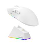 MechLands AJAZZ AJ139 V2 MC Gaming Mouse with Charging Base, Adjustable 12,000 DPI, PAW3311 Sensor, 3 Modes Wireless Mouse, 500mAh Battery, 1000 Polling Rate, 66g Lightweight, Win/Mac (White)
