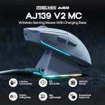 MechLands AJAZZ AJ139 V2 MC Gaming Mouse with Charging Base, Adjustable 12,000 DPI, PAW3311 Sensor, 3 Modes Wireless Mouse, 500mAh Battery, 1000 Polling Rate, 66g Lightweight, Win/Mac (White)
