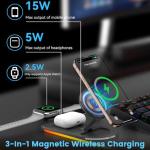 Dexmary 3 in 1 Mouse Pad with Wireless Charging, 31.5"x11.8" Mouse Pad RGB with Magnetic Wireless Charging,15 Light Modes,Non-Slip Base,Waterproof Keyboard Pad, Black