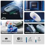 MechLands AJAZZ AJ139 V2 MC Gaming Mouse with Charging Base, Adjustable 12,000 DPI, PAW3311 Sensor, 3 Modes Wireless Mouse, 500mAh Battery, 1000 Polling Rate, 66g Lightweight, Win/Mac (White)