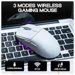 MechLands AJAZZ AJ139 V2 MC Gaming Mouse with Charging Base, Adjustable 12,000 DPI, PAW3311 Sensor, 3 Modes Wireless Mouse, 500mAh Battery, 1000 Polling Rate, 66g Lightweight, Win/Mac (White)