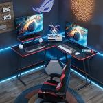Homall L Shaped Gaming Desk Computer Corner PC Desk Table with Large Monitor Riser Stand for Home Office Sturdy Writing Workstation (Black, 47 Inch)