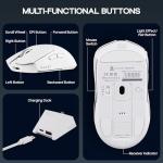 MechLands AJAZZ AJ139 V2 MC Gaming Mouse with Charging Base, Adjustable 12,000 DPI, PAW3311 Sensor, 3 Modes Wireless Mouse, 500mAh Battery, 1000 Polling Rate, 66g Lightweight, Win/Mac (White)