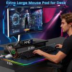 Dexmary 3 in 1 Mouse Pad with Wireless Charging, 31.5"x11.8" Mouse Pad RGB with Magnetic Wireless Charging,15 Light Modes,Non-Slip Base,Waterproof Keyboard Pad, Black