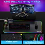 Dexmary 3 in 1 Mouse Pad with Wireless Charging, 31.5"x11.8" Mouse Pad RGB with Magnetic Wireless Charging,15 Light Modes,Non-Slip Base,Waterproof Keyboard Pad, Black