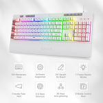 Redragon K512 Shiva RGB Backlit Membrane Gaming Keyboard with Multimedia Keys, Linear Mechanical-Feel Switch, 6 Extra On-Board Macro Keys, Dedicated Media Control, Detachable Wrist Rest, White
