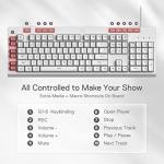 Redragon K512 Shiva RGB Backlit Membrane Gaming Keyboard with Multimedia Keys, Linear Mechanical-Feel Switch, 6 Extra On-Board Macro Keys, Dedicated Media Control, Detachable Wrist Rest, White