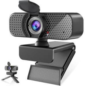 KEMEIV 1080P Webcam PC Webcam with Microphone and Physical Privacy Cover, Noise-Canceling Microphone, Auto Light Correction, Ultra Wide Angle for Conferences/Online Courses/Live Streaming/Zoom/YouTube