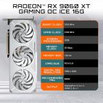 GIGABYTE Radeon™ RX 9060 XT Gaming OC ICE 16G Graphics Card (16GB GDDR6, 128-bit, PCIe 5.0, HDMI/DP 2.1, 2 Slot, Hawk Fan, Server-Grade Thermal Gel, Reinforced Structure)