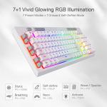 Redragon K512 Shiva RGB Backlit Membrane Gaming Keyboard with Multimedia Keys, Linear Mechanical-Feel Switch, 6 Extra On-Board Macro Keys, Dedicated Media Control, Detachable Wrist Rest, White