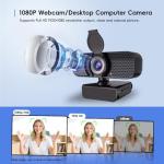 KEMEIV 1080P Webcam PC Webcam with Microphone and Physical Privacy Cover, Noise-Canceling Microphone, Auto Light Correction, Ultra Wide Angle for Conferences/Online Courses/Live Streaming/Zoom/YouTube