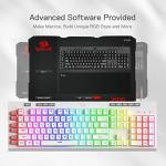 Redragon K512 Shiva RGB Backlit Membrane Gaming Keyboard with Multimedia Keys, Linear Mechanical-Feel Switch, 6 Extra On-Board Macro Keys, Dedicated Media Control, Detachable Wrist Rest, White