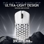 R5Ultra 8K Carbon Fiber Wireless Gaming Mouse with 42,000 DPI -PAW3950 MAX Sensor -Nordic 52840 MCU Chip-39g Ultra-Lightweight -Wired/BT/2.4GHz Wireless Programmable Mice Griptape for PC/Mac(White)