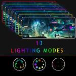 Imegny RGB Mousepad Large, Led Gaming Mouse Pad Oversized Glowing Mat Colorful Soft Mat for Mice Computer Keyboard with Non-Slip Rubber Base Water-Resistant (80x30 rgbgreencity)