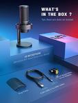 FIFINE Gaming Microphone, USB PC Mic for Streaming, Podcasts, Recording, Condenser Computer Desktop Mic on Mac, with RGB Control, Mute Touch, Headphone Jack, Pop Filter, Stand-AmpliGame A8