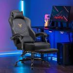 GTPLAYER Gaming Chair with Footrest, Recliner Chair with Headrest & Lumbar Support, Linkage Armrest,Ergonomic Gaming Chair 350lbs, High Back Office Home, Black