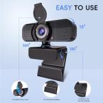 KEMEIV 1080P Webcam PC Webcam with Microphone and Physical Privacy Cover, Noise-Canceling Microphone, Auto Light Correction, Ultra Wide Angle for Conferences/Online Courses/Live Streaming/Zoom/YouTube