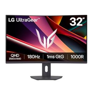 LG 32G600A-B 32-inch Ultragear QHD (2560 x 1440) Curved Gaming Monitor, 180Hz, 1ms, AMD FreeSync, HDMI, DisplayPort, Tilt/Height/Swivel Adjustable Stand, Black