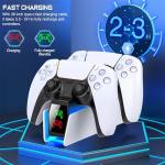 PS5 Controller Charger Station for Playstation 5 Controllers with LED Light Dual Stand Charger Dock, PS5 Controller Charging Station Accessories for PlayStation 5 Storage Kit with AC Adapter