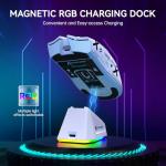 ATTACK SHARK X11 Lightweight Wireless Gaming Mouse with RGB Charging Dock,Tri-Mode-2.4G/USB-C Wired/BT,22K DPI,PAW3311 Optical Sensor,HUYU Switch, 5 programmable Buttons for PC/Mac(White&Sticker)