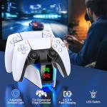 PS5 Controller Charger Station for Playstation 5 Controllers with LED Light Dual Stand Charger Dock, PS5 Controller Charging Station Accessories for PlayStation 5 Storage Kit with AC Adapter