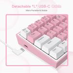 Redragon K617 Fizz 60% Wired RGB Gaming Keyboard, 61 Keys Hot-Swap Compact Mechanical Keyboard w/White and Pink Color Keycaps, Linear Red Switch, Pro Driver/Software Supported