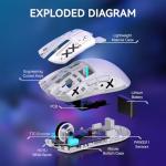 ATTACK SHARK X11 Lightweight Wireless Gaming Mouse with RGB Charging Dock,Tri-Mode-2.4G/USB-C Wired/BT,22K DPI,PAW3311 Optical Sensor,HUYU Switch, 5 programmable Buttons for PC/Mac(White&Sticker)