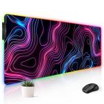 Stanoha RGB Mousepad LED Desk Mat Gaming Large Keyboard Cute Desktop Computer Laptop 14 Light XXL Long Giant Big Cool Modern Design Unique for Men Boys Gamer Oversized Wide 30x12'' Mousepad, Topo