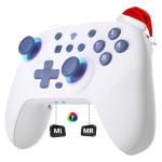 SZYUYU Switch Controller for Switch 2,Switch Pro Controller for Switch/OLED/Lite/PC with 7 Colors LED Light/3-level TURBO Adjustable,4-Speed Dual Vibration ,Support Wake Up and Gyro Axis Motion (White)