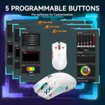 ATTACK SHARK X11 Lightweight Wireless Gaming Mouse with RGB Charging Dock,Tri-Mode-2.4G/USB-C Wired/BT,22K DPI,PAW3311 Optical Sensor,HUYU Switch, 5 programmable Buttons for PC/Mac(White&Sticker)