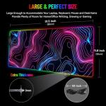 Stanoha RGB Mousepad LED Desk Mat Gaming Large Keyboard Cute Desktop Computer Laptop 14 Light XXL Long Giant Big Cool Modern Design Unique for Men Boys Gamer Oversized Wide 30x12'' Mousepad, Topo