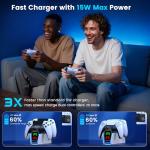 PS5 Controller Charger Station for Playstation 5 Controllers with LED Light Dual Stand Charger Dock, PS5 Controller Charging Station Accessories for PlayStation 5 Storage Kit with AC Adapter